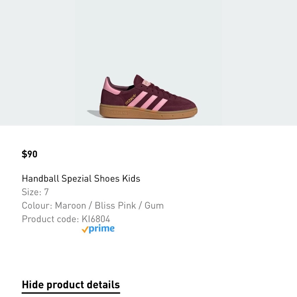 Adidas Maroon and Pink Kids Handball Shoes